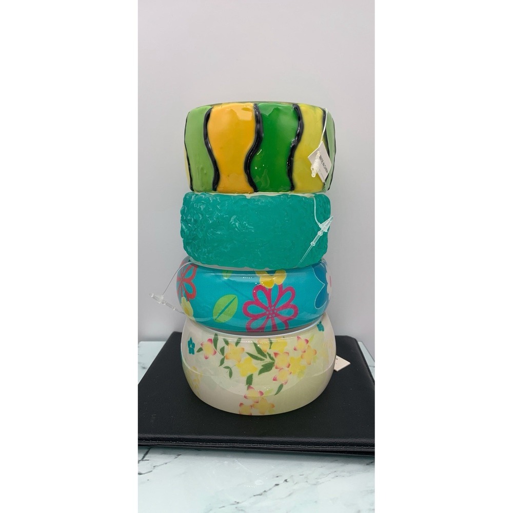 NWT FCI Lot Of 4 Chunky Acrylic / Resin Colorful Bangle Bracelets Retro